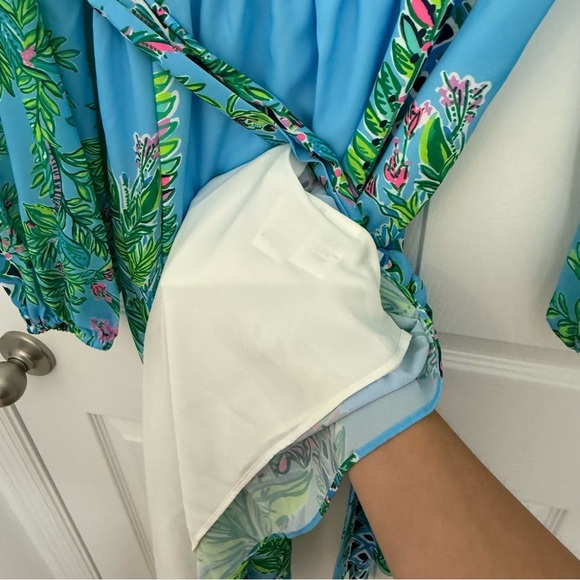 Lilly Pulitzer Chyanna Maxi Dress Women’s 14 Porto Blue Tropical Vacation - Picture 6 of 13